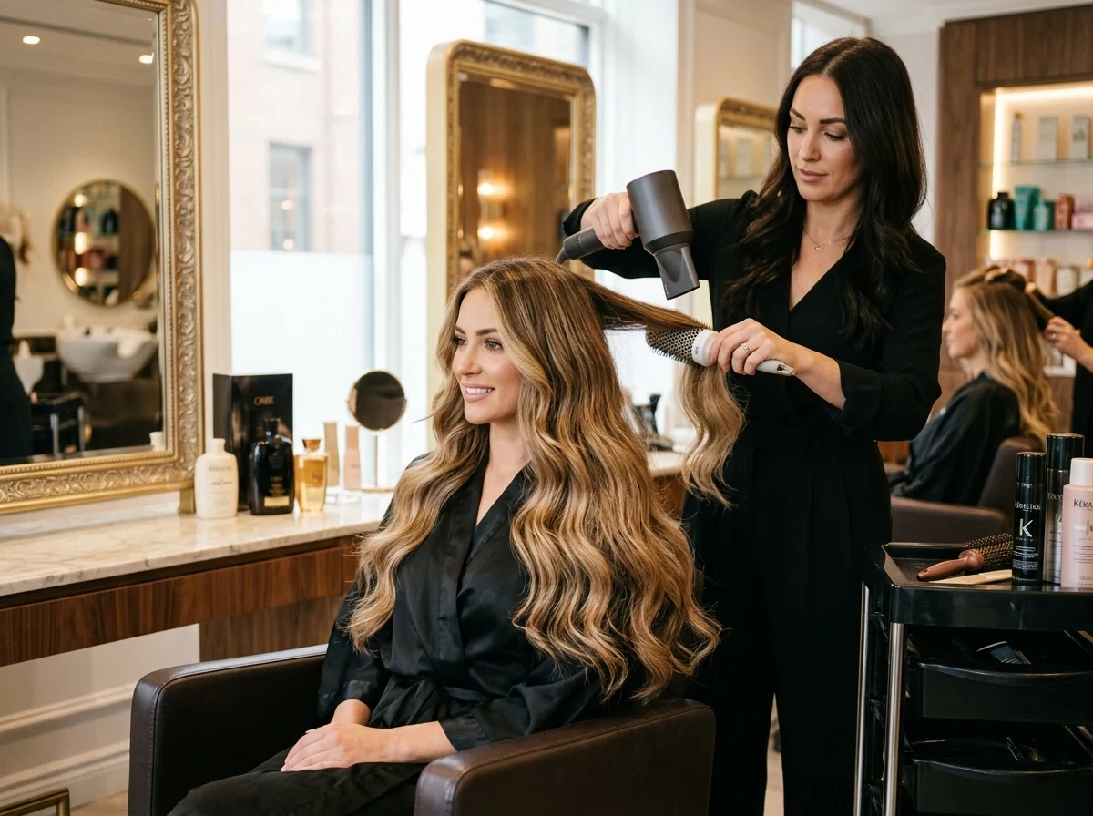 Extensiones de cabello aplicadas en Golden Boys Beauty Salon, Mazatlán